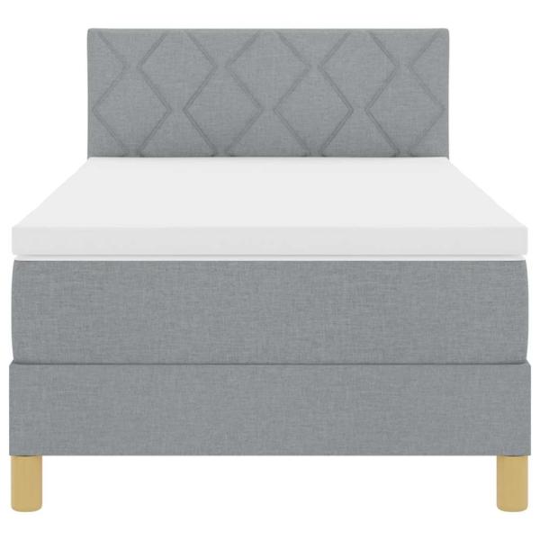 Boxspringbett mit Matratze Hellgrau 90x200 cm Stoff