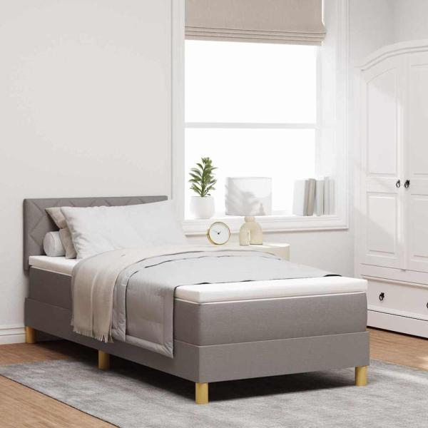 ARDEBO.de - Boxspringbett mit Matratze Taupe 90x200 cm Stoff