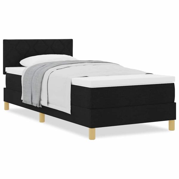 Boxspringbett mit Matratze Schwarz 100x200 cm Stoff