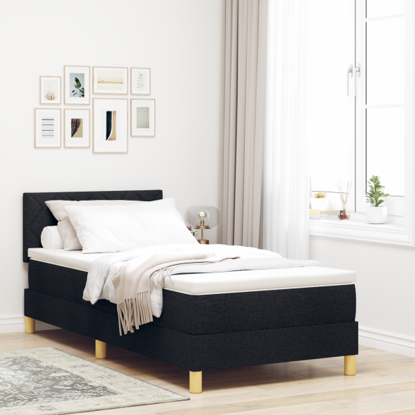 Boxspringbett mit Matratze Schwarz 100x200 cm Stoff