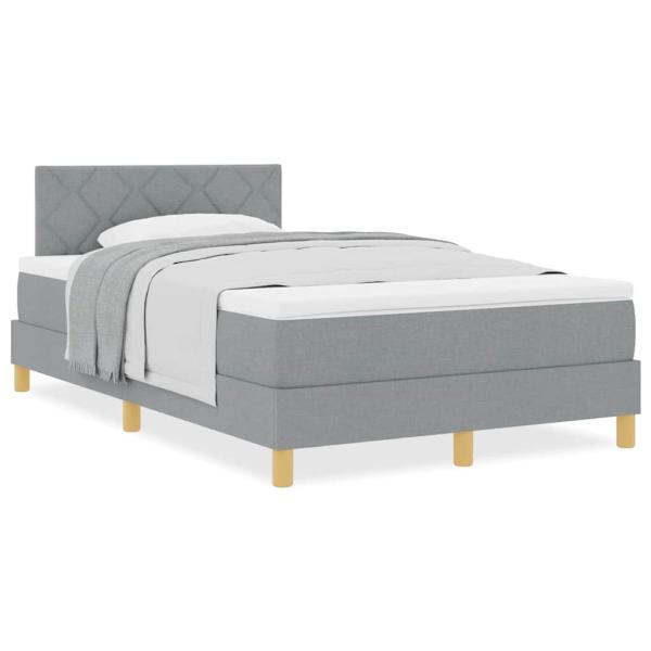 Boxspringbett mit Matratze Hellgrau 120x200 cm Stoff