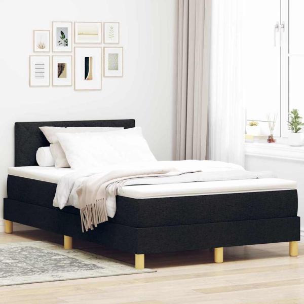 ARDEBO.de - Boxspringbett mit Matratze Schwarz 120x200 cm Stoff