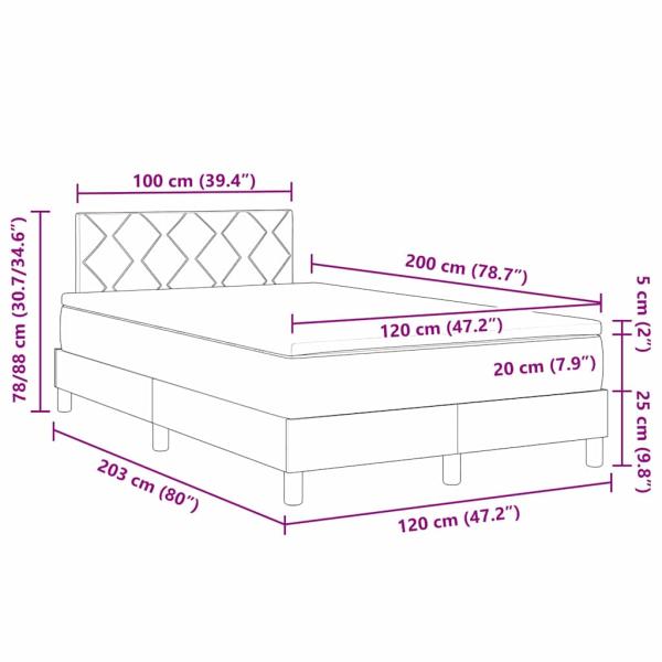 Boxspringbett mit Matratze Schwarz 120x200 cm Stoff