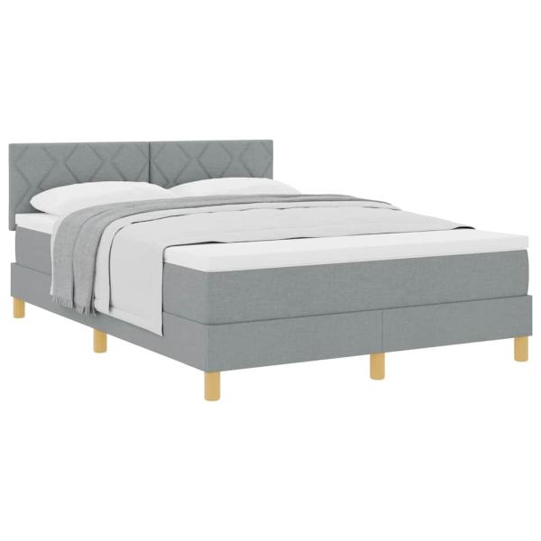 Boxspringbett mit Matratze Hellgrau 140x190 cm Stoff