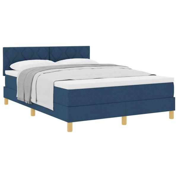 Boxspringbett mit Matratze Blau 140x190 cm Stoff
