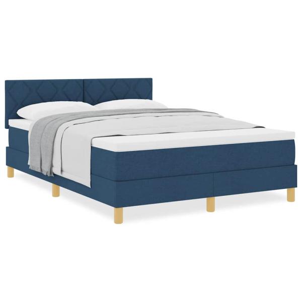 Boxspringbett mit Matratze Blau 140x190 cm Stoff