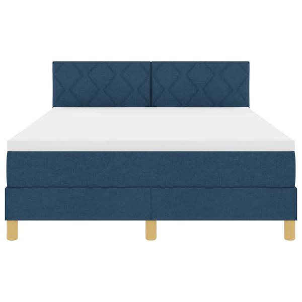 Boxspringbett mit Matratze Blau 140x190 cm Stoff