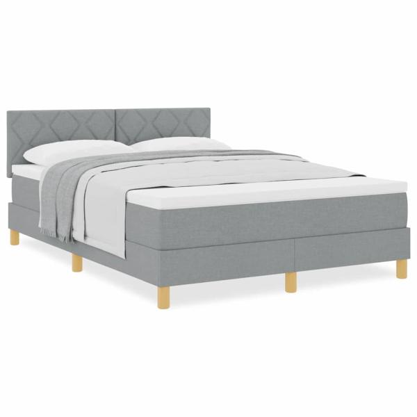 Boxspringbett mit Matratze Hellgrau 140x200 cm Stoff