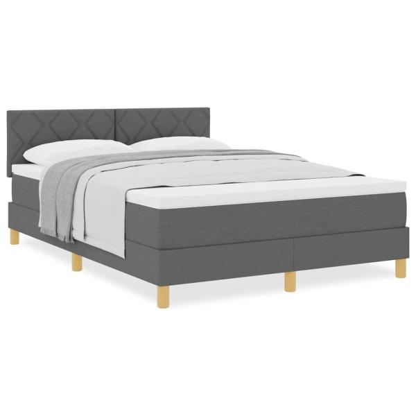 Boxspringbett mit Matratze Dunkelgrau 140x200 cm Stoff