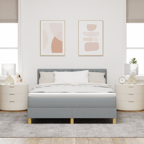 Boxspringbett mit Matratze Hellgrau 160x200 cm Stoff