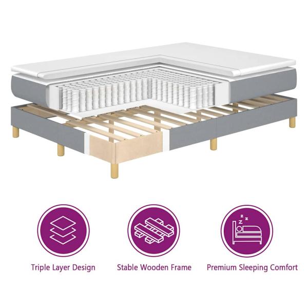 Boxspringbett mit Matratze Hellgrau 160x200 cm Stoff