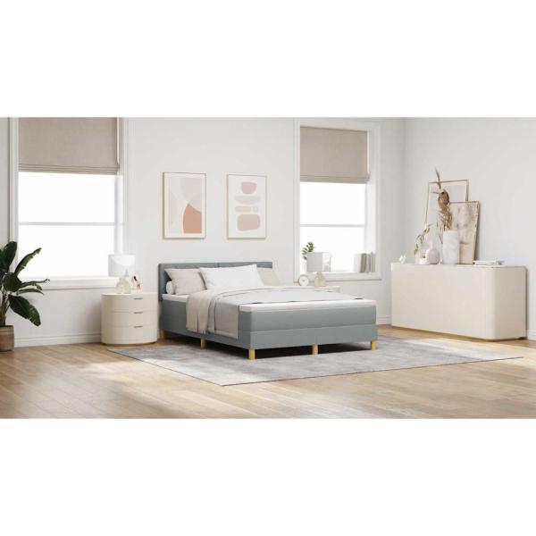 Boxspringbett mit Matratze Hellgrau 160x200 cm Stoff