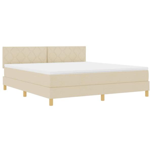 ARDEBO.de - Boxspringbett mit Matratze Creme 180x200 cm Stoff