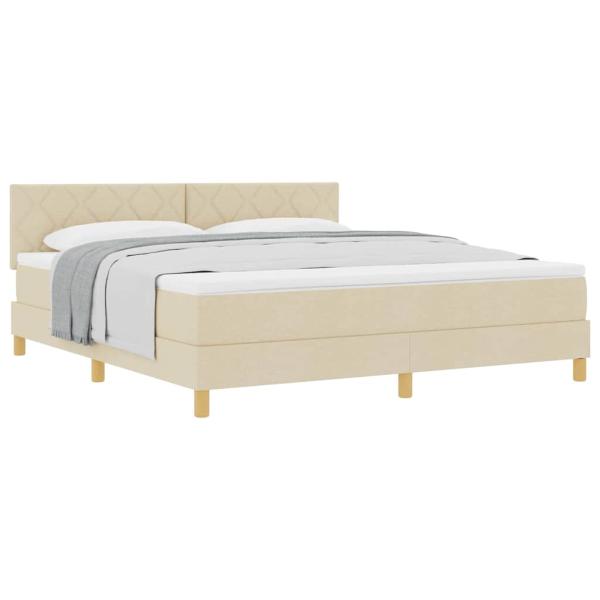 Boxspringbett mit Matratze Creme 180x200 cm Stoff