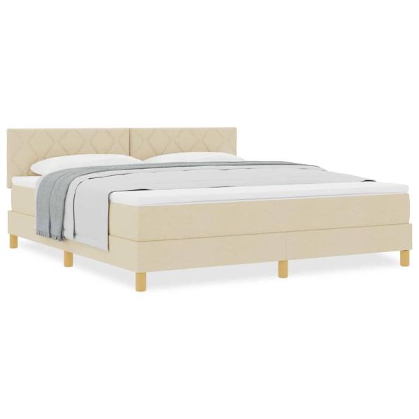 Boxspringbett mit Matratze Creme 180x200 cm Stoff