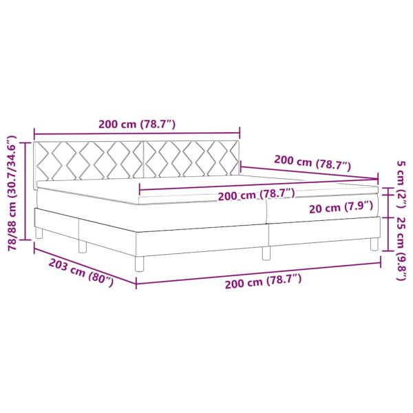 Boxspringbett mit Matratze Hellgrau 200x200 cm Stoff