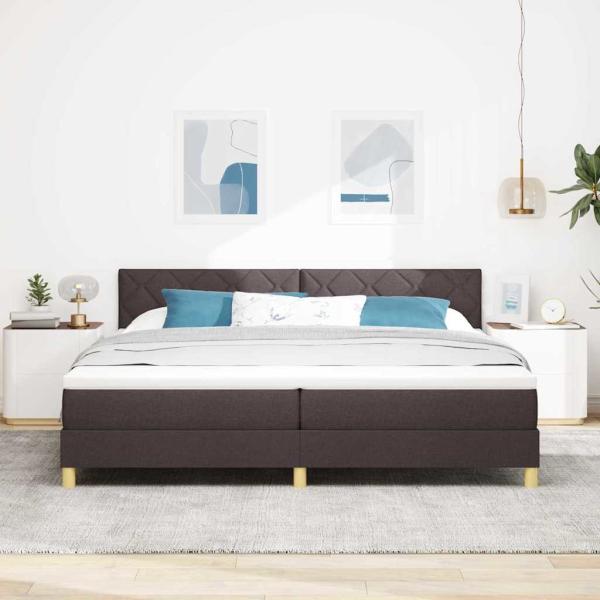 Boxspringbett mit Kissen Dunkelbraun 200 x 200 cm Stoff