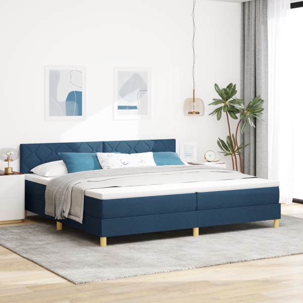 Boxspringbett mit Matratze Blau 200x200 cm Stoff
