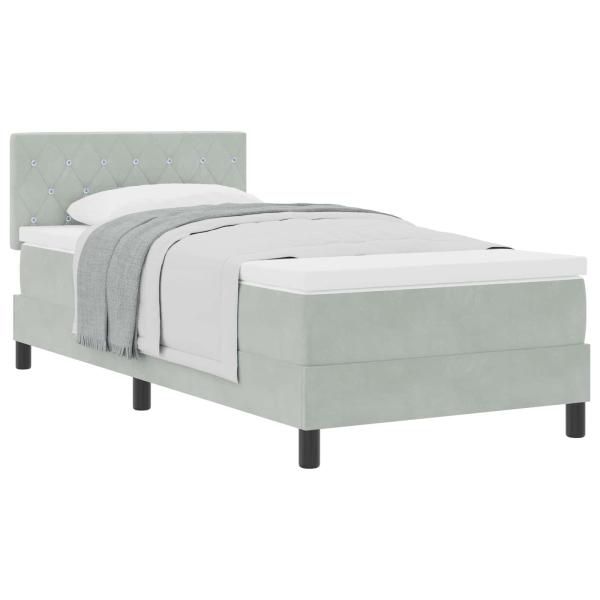 Boxspringbett mit Matratze Hellgrau Einzelvelours