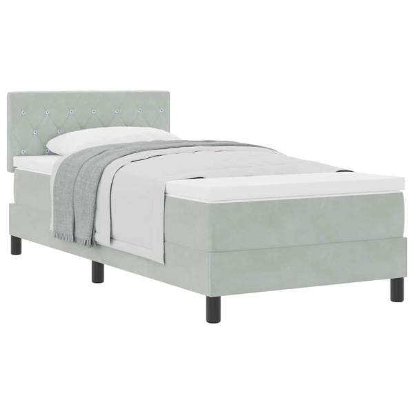 Boxspringbett mit Matratze Hellgrau Einzelvelours