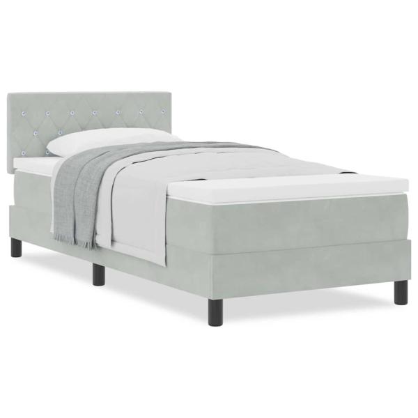 Boxspringbett mit Matratze Hellgrau Einzelvelours