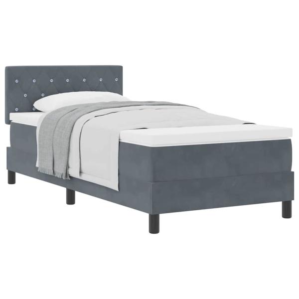 Boxspringbett mit Matratze Dunkelgrau Einzelvelours