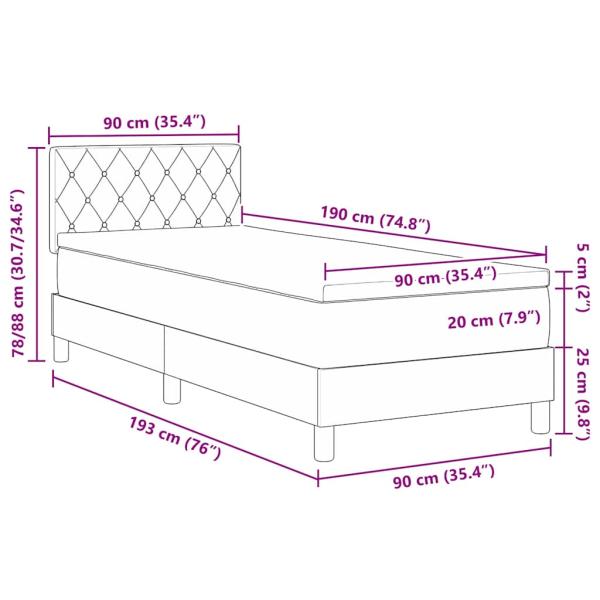 Boxspringbett mit Matratze Dunkelgrau Einzelvelours