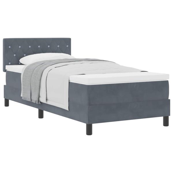 Boxspringbett mit Matratze Dunkelgrau Einzelvelours