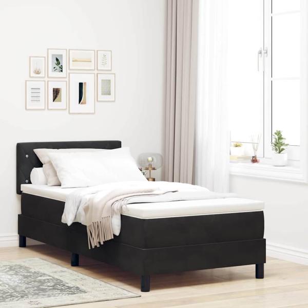 Boxspringbett mit Matratze Schwarz 90 x 190 cm Samt