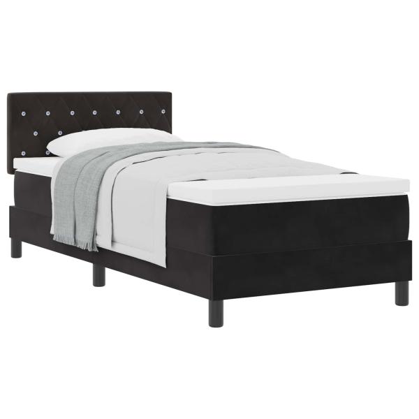 Boxspringbett mit Matratze Schwarz 90 x 190 cm Samt