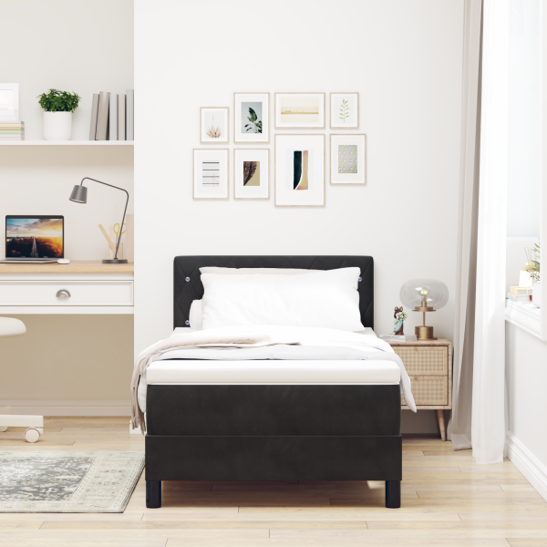 Boxspringbett mit Matratze Schwarz 90 x 200 cm Samt