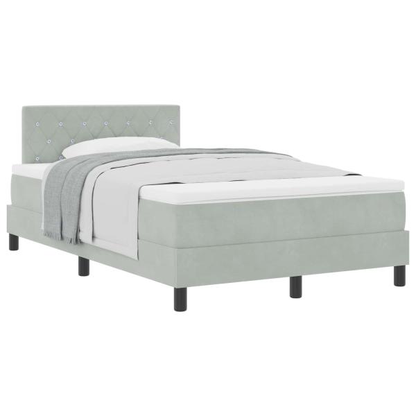 Boxspringbett mit Matratze Hellgrau 120 x 200 cm Samt