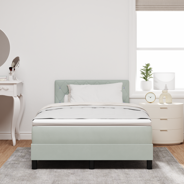 Boxspringbett mit Matratze Hellgrau 120 x 200 cm Samt
