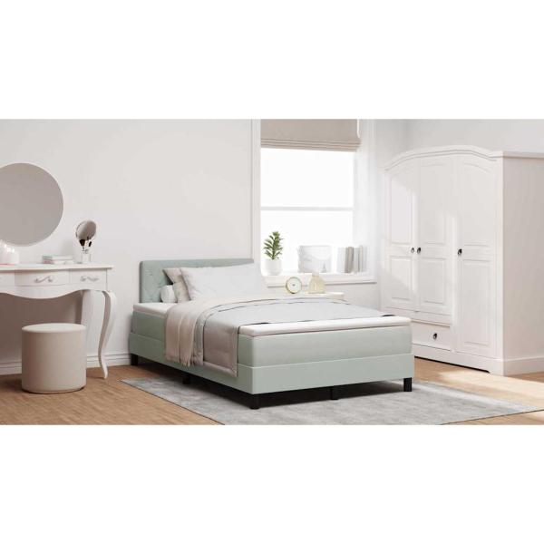 Boxspringbett mit Matratze Hellgrau 120 x 200 cm Samt