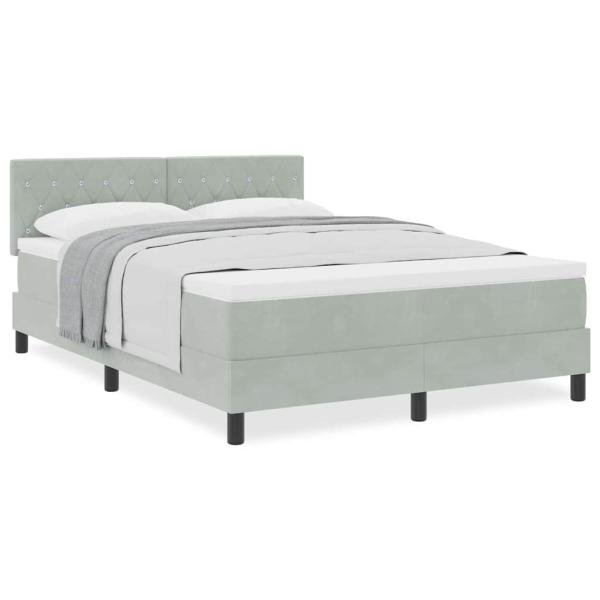 Boxspringbett mit Matratze Hellgrau 140x190 cm Samt
