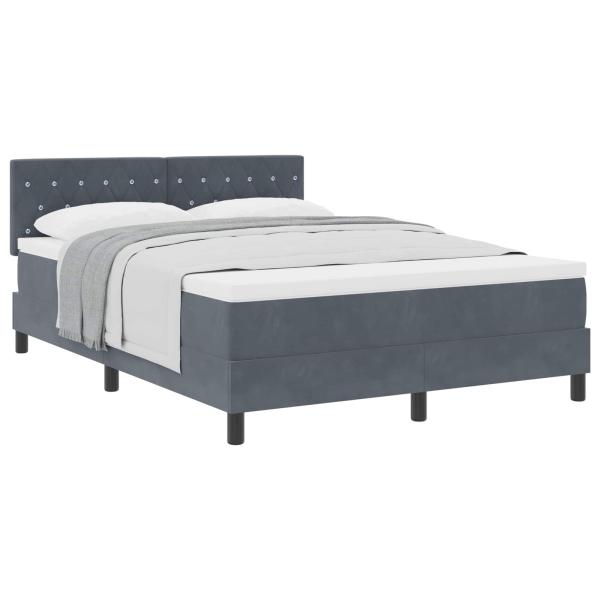 Boxspringbett mit Matratze Grau 140x190 cm Samt