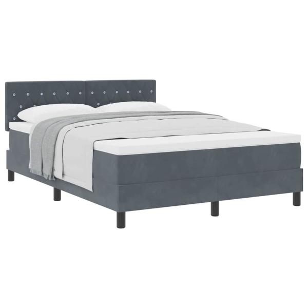 Boxspringbett mit Matratze Grau 140x190 cm Samt