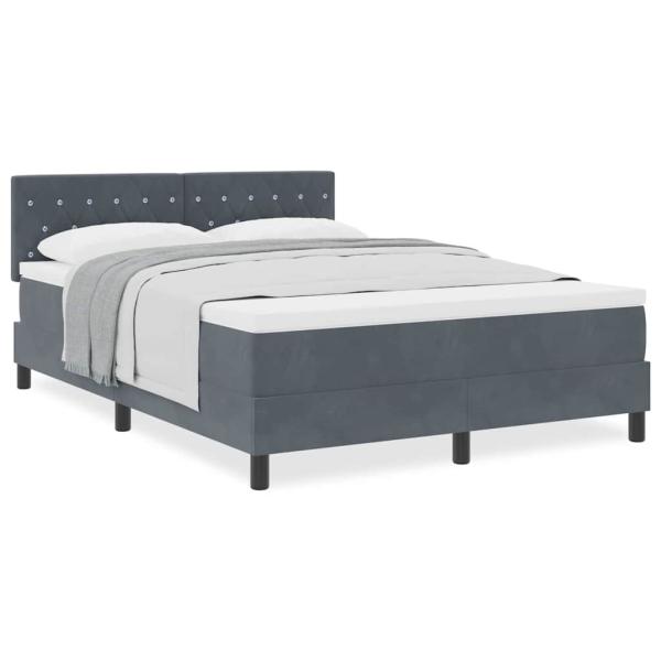 Boxspringbett mit Matratze Grau 140x190 cm Samt