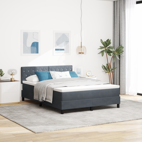 Boxspringbett mit Matratze Dunkelgrau 140x200 cm Samt