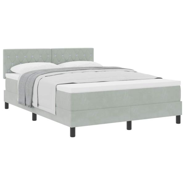 Boxspringbett mit Matratze Hellgrau 160x200 cm Samt