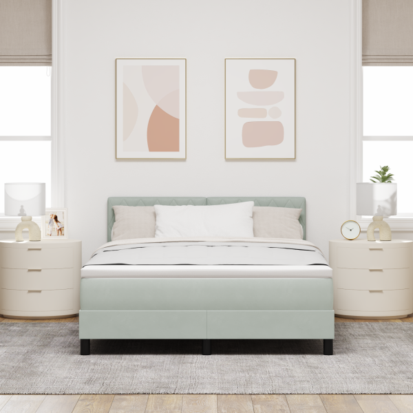 Boxspringbett mit Matratze Hellgrau 160x200 cm Samt