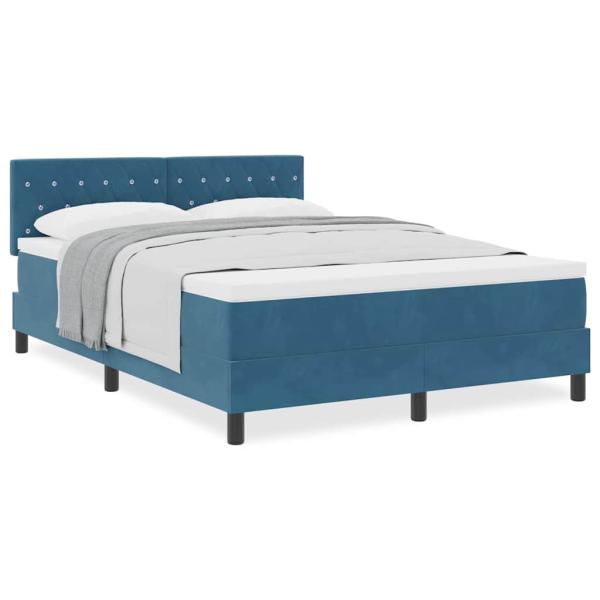 Boxspringbett mit Matratze Dunkelblau 160x200 cm Samt