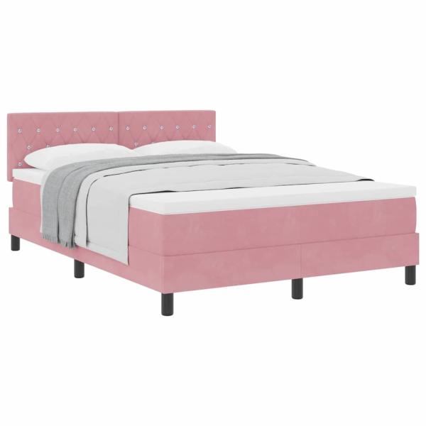 Boxspringbett mit Matratze Rosa 160x200 cm Samt
