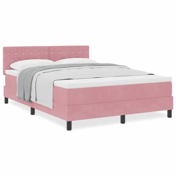 Boxspringbett mit Matratze Rosa 160x200 cm Samt