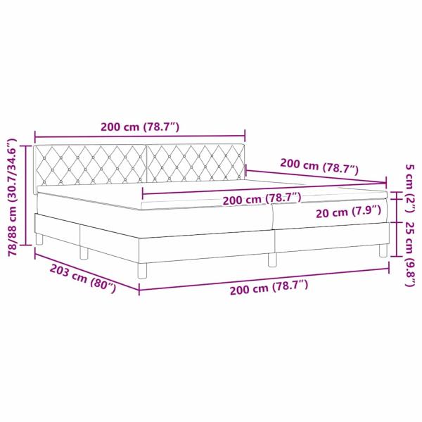 Boxspringbett mit Matratze Hellgrau 200x200 cm Samt