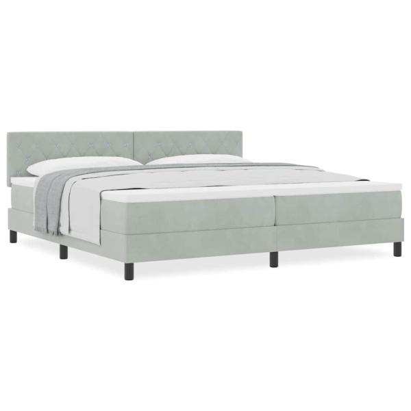 Boxspringbett mit Matratze Hellgrau 200x200 cm Samt