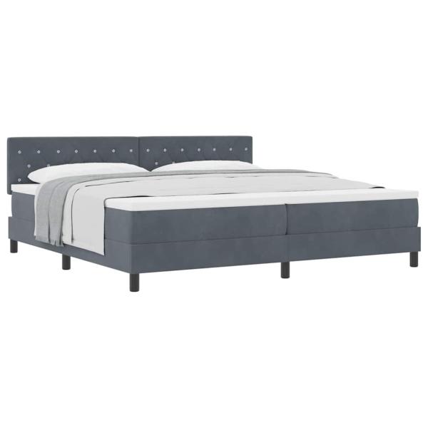 Boxspringbett mit Matratze Dunkelgrau 200x200 cm Samt
