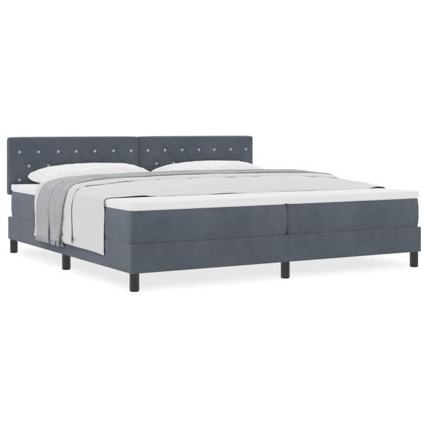 Boxspringbett mit Matratze Dunkelgrau 200x200 cm Samt