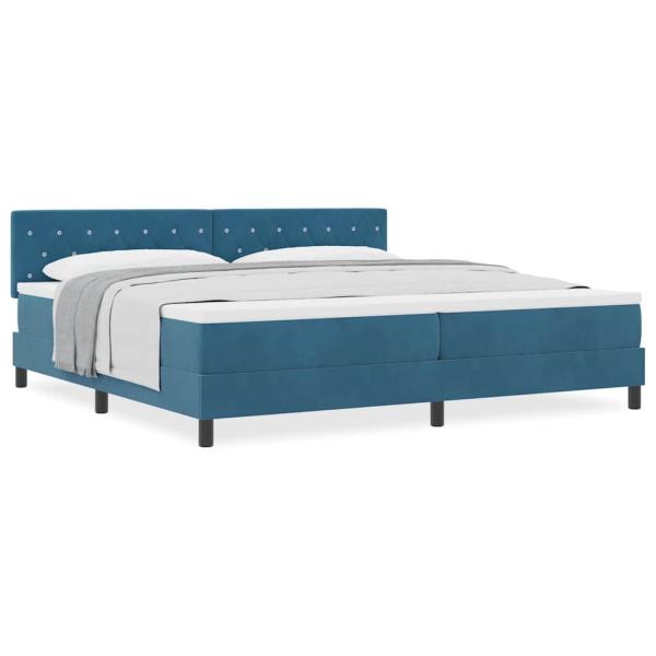 Boxspringbett mit Matratze Dunkelblau 200x200 cm Samt