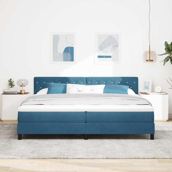 Boxspringbett mit Matratze Dunkelblau 200x200 cm Samt